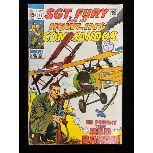 1302 - Marvel comics - Silver age comic lot including X-Men #37, Sgt. Fury and his Howling Commandos #76, T... 