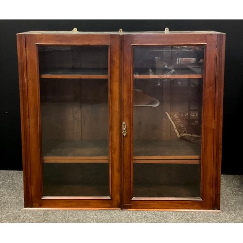 38 - A mahogany Victorian bookcase top; pair of glazed doors with two interior shelves 112cm high x 125cm... 