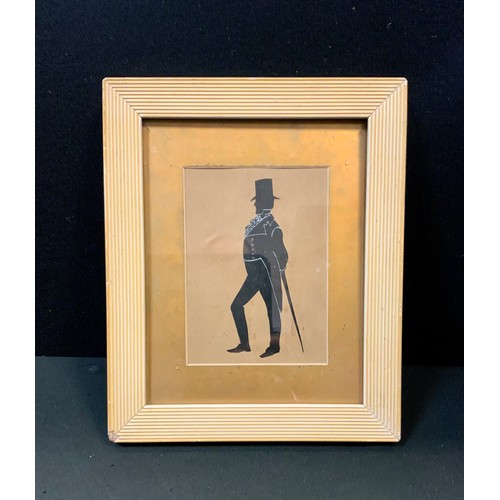 64 - English School (19th/early 20th century), a silhouette, of a gentleman wearing a top hat, watercolou... 