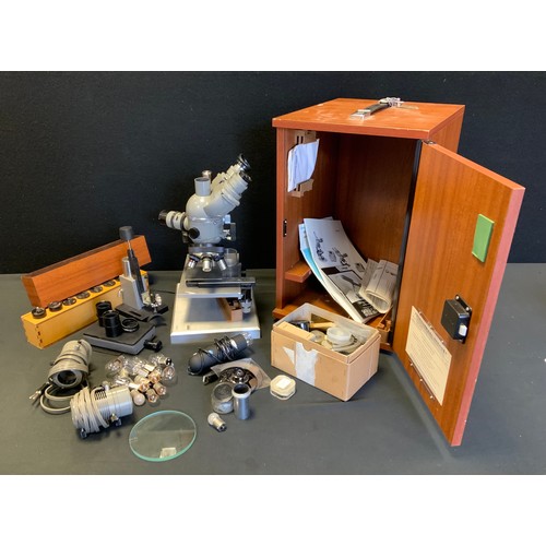 102 - A Olympus Metallurgical Microscope, body with inclined monocular head (45 degrees from horizontal), ... 