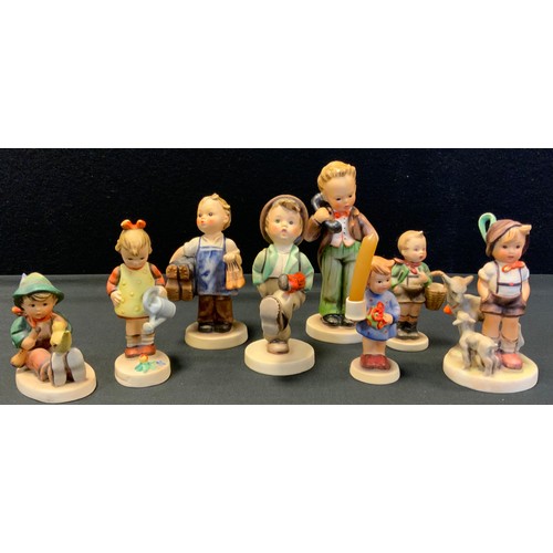 106 - Hummel Goebel figures, Telephone Call,  Little Goat Herder/Alpine boy and Goats, Watering the Flower... 