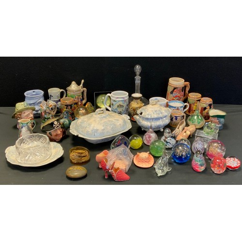 111 - Ceramics & Glass - paperweights, Caithness glass etc,  Royal Doulton character jugs;  others;  Asiat... 