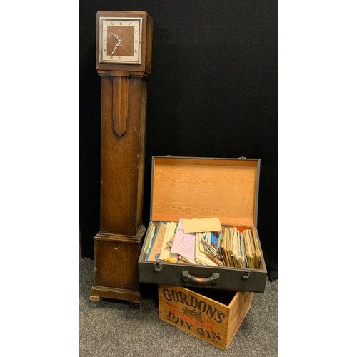 114 - Boxes and Objects - A Smiths art deco longcase clock, quartz movement, 139cm, Ordnance survey maps f... 