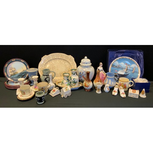 135 - Ceramics - Wedgwood powder blue jasperware,  Masons Ironstone,  Royal Doulton Grate Ships of Discove... 