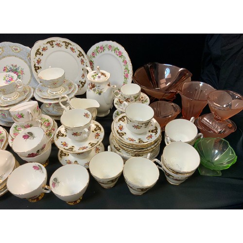 151 - Mid century tea sets including; five Noritake tea cups and saucers, a Coalclough tea set for four in... 