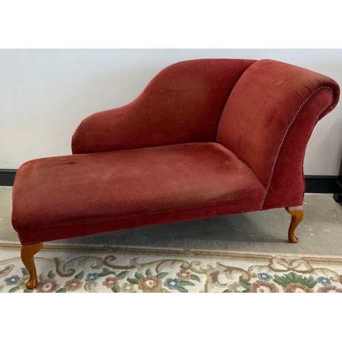 184 - A Contemporary chaise lounge, a daybed marron red, L 90cm,W 142cm, D 65cm