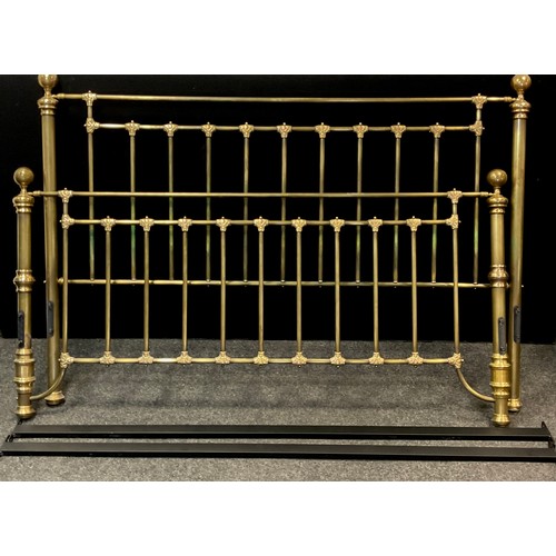 37 - A Victorian style tubular brass double bed, head and foot board, 135 cm high, 195cm wide,