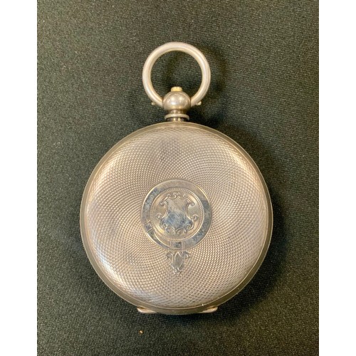 275 - A late 19th century silver open faced pocket watch, The Greenwich Lever, retailed by W E Watts, Nott... 