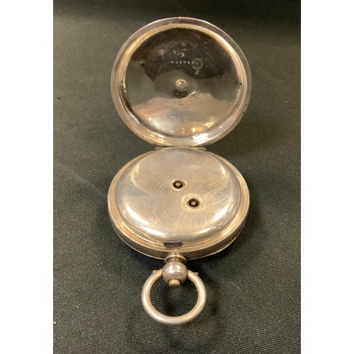 275 - A late 19th century silver open faced pocket watch, The Greenwich Lever, retailed by W E Watts, Nott... 