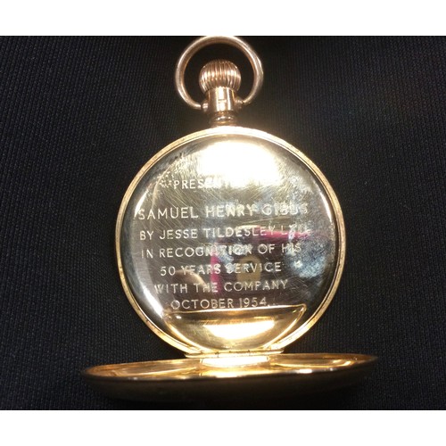 276 - A Vertex 9ct gold cased half hunter pocket watch, white dial, bold Roman numerals, subsidiary second... 