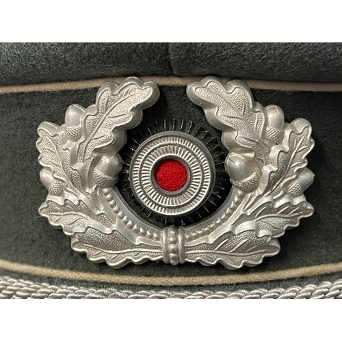 2157 - WW2 Third Reich Heer Infantry officers Schirmmutze cap. Earlier lighter coloured pattern cap band. N... 