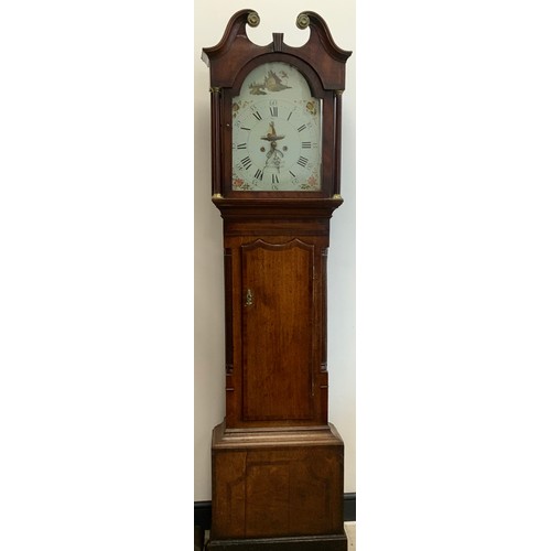 130A - An early ninetieth century 8 day longcase, marked H Holiwell of Wirksworth, oak mahogany crossbanded... 