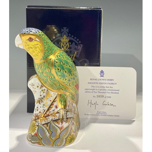 3 - A Royal Crown Derby paperweight, Amazon Green Parrot, specially commissioned limited edition, 1,639/... 