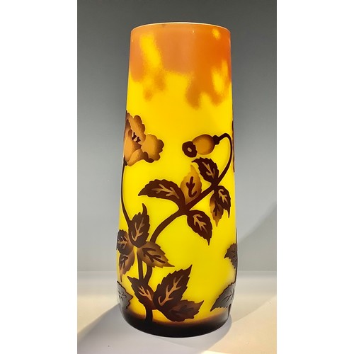 5 - A reproduction Galle style pâte de verre cameo glass vase, 23cm