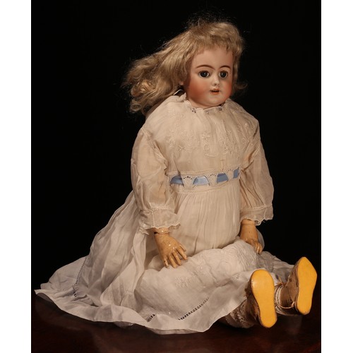 29 - A Simon & Halbig (Germany) bisque shoulder head doll, the bisque head with weighted sleeping blue gl... 