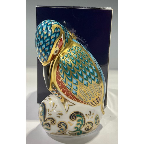 63 - A Royal Crown Derby paperweight, Kedleston Kingfisher, an exclusive edition commissioned by Sinclair... 