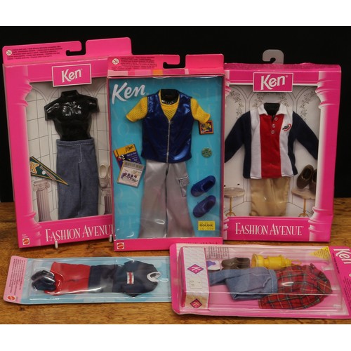 74 - A collection of Mattel Barbie Ken doll clothing/outfit sets including Fashion Avenue sets, each boxe... 