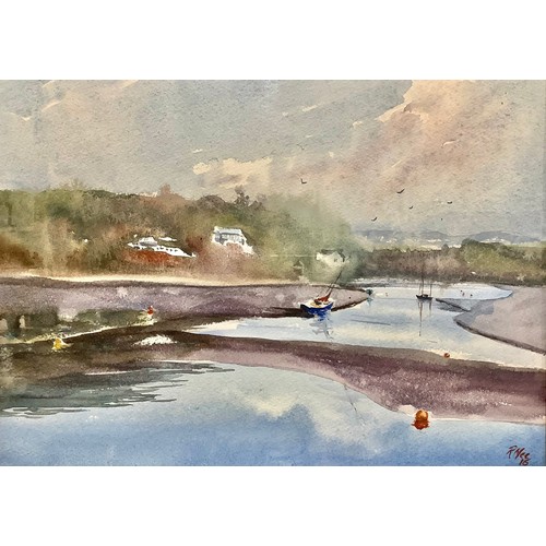 87 - Robert Mee  
Westcountry Estuary, Low Tide  
signed, watercolour, 26cm x 36cm; another, W Barrat, At... 