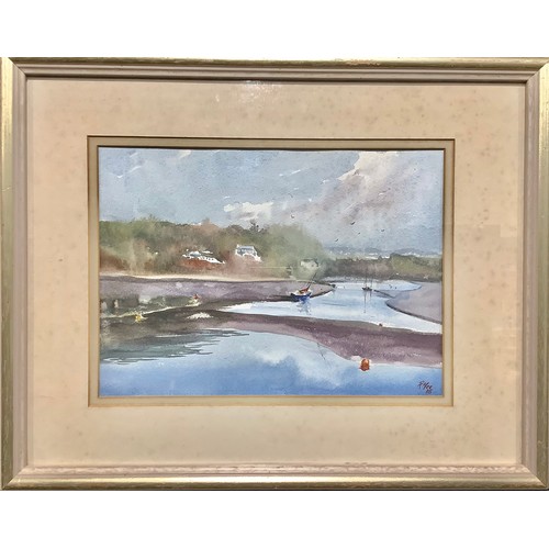 87 - Robert Mee  
Westcountry Estuary, Low Tide  
signed, watercolour, 26cm x 36cm; another, W Barrat, At... 