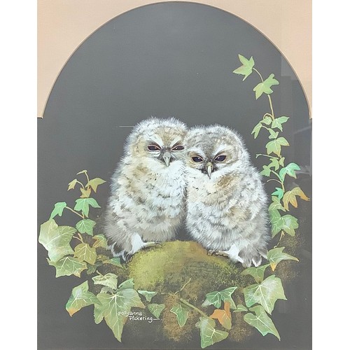 89 - Pollyanna Pickering (1942-2018)   
Two Owlets 
signed, gouache, 35cm x 28cm