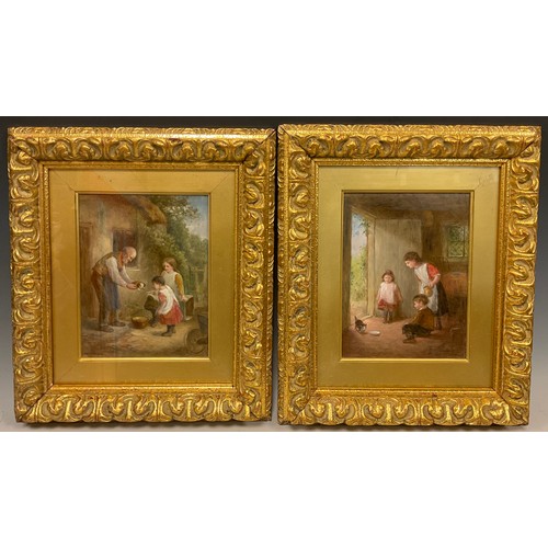 90 - J. K. Makin (British, active 1882-1906)
A pair, The New Pet, and A Stray Kitten,
signed, oils on boa... 