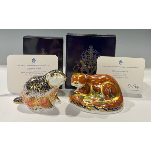 93 - A Royal Crown Derby paperweight, Riverbank Beaver, limited edition, 1,075/5,000, 21st anniversary sp... 