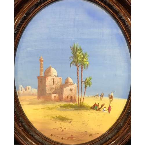 222 - Brappino  
A pair, On The Nile and Algerian Scene  
signed, oval, watercolours, 50cm x 39cm