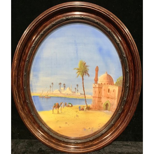 222 - Brappino  
A pair, On The Nile and Algerian Scene  
signed, oval, watercolours, 50cm x 39cm