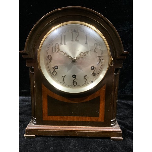 239 - A Seth Thomas mahogany arched top mantel clock, c.1930, 27cm high