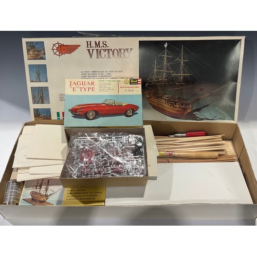 248 - An H.M.S. Victory 1:98 scale model ship; A Jaguar ‘E’ Type 1:25 scale model car (2)