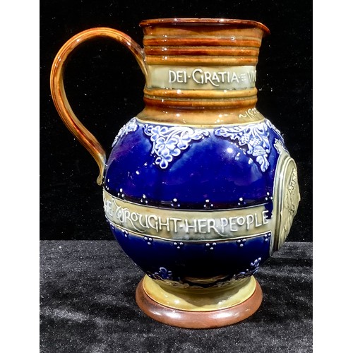 363 - A Doulton Lambeth ovoid jug, Queen Victoria Jubilee 1897, 24cm high