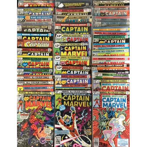 390 - Marvel Comics - A collection of Silver to Bronze Age Captain Marvel comics including Captain Marvel ... 