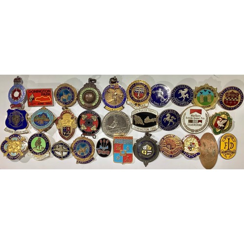 452 - Badges - mostly enamel, various subjects, many sport, Leicester Lions Speedway, bowling, Donnington ... 