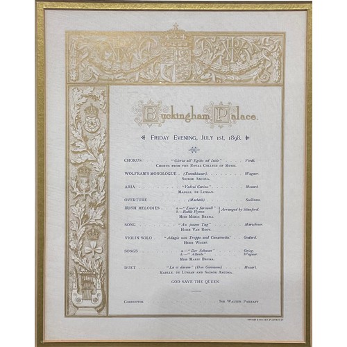 454 - Buckingham Palace - a concert programme, conducted by Halle 1893, another 1898, with photograph, fra... 