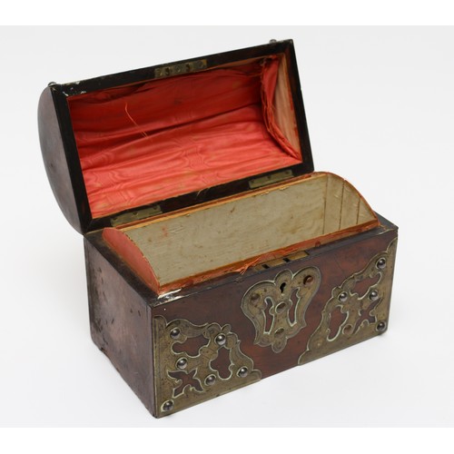 426 - A Victorian walnut domed rectangular stationery box, applied with brass mounts, 23cm wide