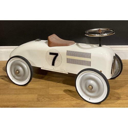 53 - Toys & Juvenalia - a ‘vintage’ style children’s ride-on speedster car, the white powder coated body ... 