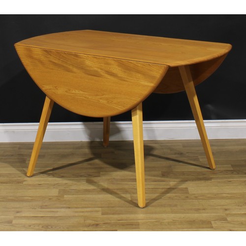 105 - An Ercol beech and elm drop-leaf dining table, 71.5cm high, 63cm opening to 124.5cm long, 113.5cm wi... 