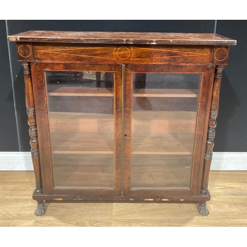 115 - A Post-Regency rosewood and oak low library bookcase, of small and neat proportions, 91cm high, 96cm... 