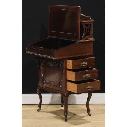 306 - A late Victorian mahogany Davenport desk, 107cm high, 54.5cm wide, 52.5cm deep, c.1890