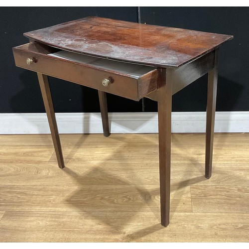 314 - A George III mahogany side table, oversailing bowfront top above a long frieze drawer, 67cm high, 76... 