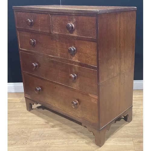 315 - A George III oak chest, of two short and three long graduated drawers, 103.5cm high, 99.5cm wide, 48... 