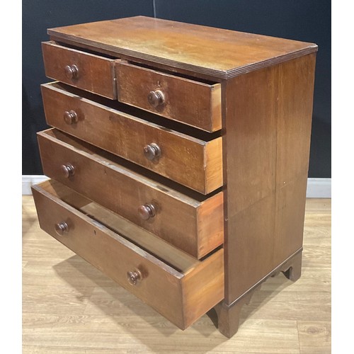 315 - A George III oak chest, of two short and three long graduated drawers, 103.5cm high, 99.5cm wide, 48... 