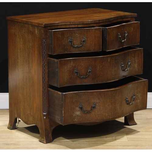 317 - A Chippendale Revival mahogany serpentine chest, of two short and two long drawers, 76cm high, 76.5c... 