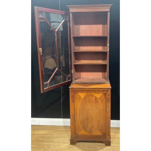 318 - A 19th century mahogany library bookcase, of narrow proportions, 197cm high, 58.5cm wide, 40.5cm dee... 