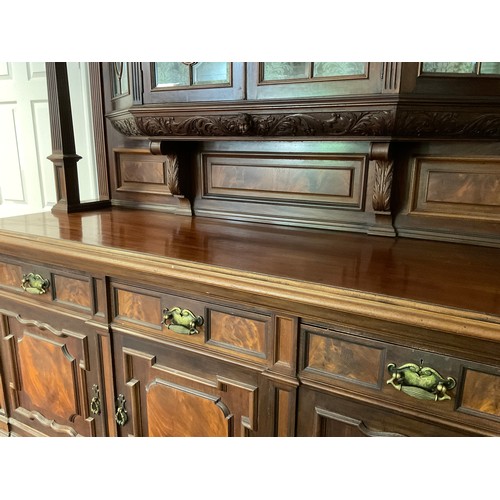 401 - A substantial late 19th century mahogany side cabinet, of country house proportions, moulded cornice... 