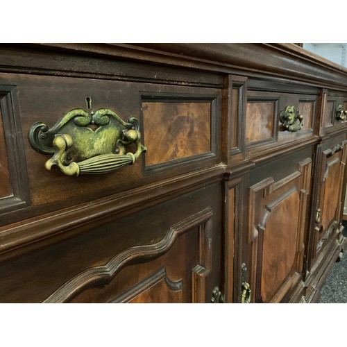 401 - A substantial late 19th century mahogany side cabinet, of country house proportions, moulded cornice... 