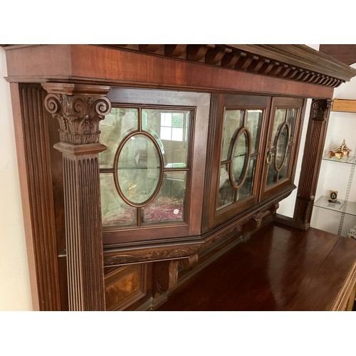 401 - A substantial late 19th century mahogany side cabinet, of country house proportions, moulded cornice... 