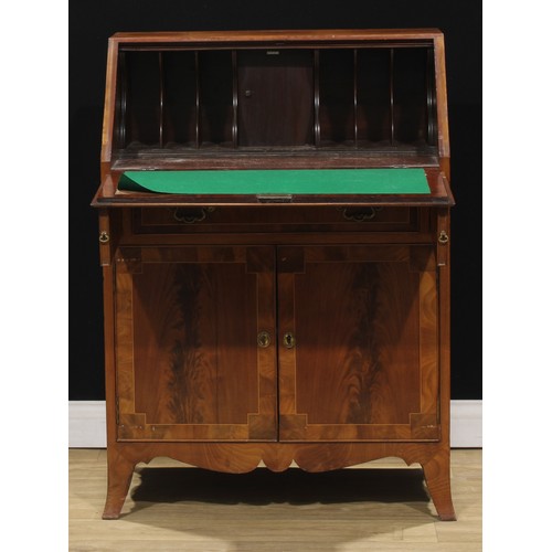 408 - A George III Revival mahogany bureau, 106cm high, 76cm wide, 46cm deep