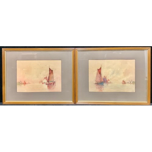 607 - JE 'Teddy' Dean  
A pair, Seascapes  
signed, watercolours, 24.5cm x 34.5cm