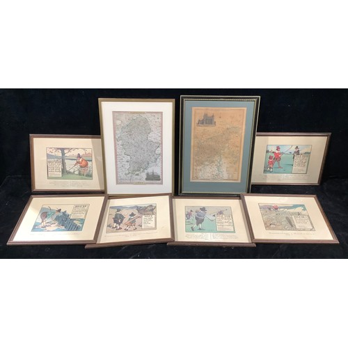 609 - Charles Crombie, by, Rules of Golf, a set of six lithographic prints, Perrier advertising giveaways,... 